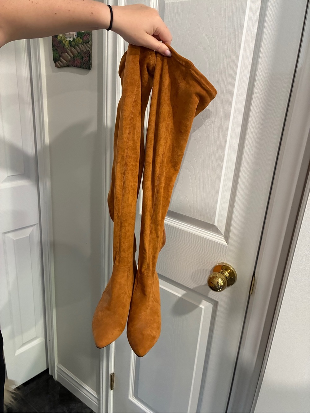 Over-the-Knee Suede Boots - Tan